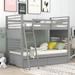 Twin over Twin Wood Bunk Bed Bedroom Separable Two Twin-size Beds with Two Drawers