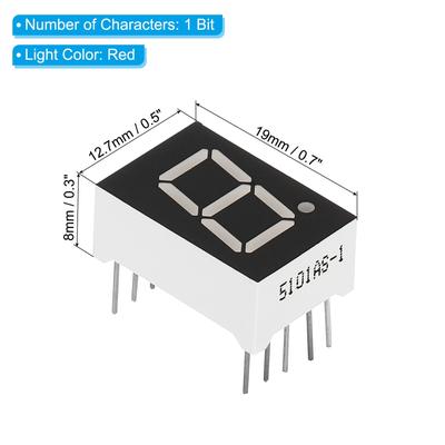 10 Pin 0.5"x0.7"x0.3" Common Cathode 2.1V LED Display Digital Tube Red