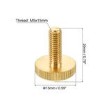 5pcs M5x15mm Knurled Thumb Screws Flat Tip Brass Bolts Grip Knobs Fasteners - Brass Tone