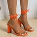 adviicd Tennis Shoes Womens Platform Heels For Women Women s Fashion Stilettos Open Toe Pump Heel Sandals Orange 8