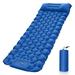 BIRLON Inflatable Sleeping Pad with Foot Pump and Pillow Ultralight Portable Waterproof Nylon Camping Mat 79 x 27 x 3 inches-Blue