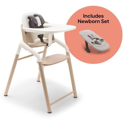 Bugaboo Giraffe Complete High Chair + Newborn Set Bundle - Neutral Wood / White / Polar White