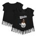 Girls Toddler Tiny Turnip Black Chicago White Sox Sundae Helmet Fringe T-Shirt