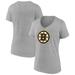 Women's Fanatics Branded Heather Gray Boston Bruins Primary Logo Team V-Neck T-Shirt