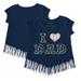 Girls Youth Tiny Turnip Navy Milwaukee Brewers I Love Dad Fringe T-Shirt