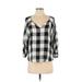 Forever 21 Casual Dress - Shift Plunge 3/4 sleeves: Black Checkered/Gingham Dresses - Women's Size Small