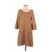 H&M Casual Dress - Mini Scoop Neck 3/4 sleeves: Tan Print Dresses - Women's Size Medium