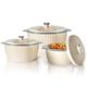 Nyra Jaypee Insulated Casserole Dishes with Lid | Serving Pot | Food Warmer | Thermal Pot for Food | Soup | Salad | Stainless Steel Food Container | Set of 3 | 1, 1.5, 2 Litre (Beige)