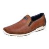 Slipper RIEKER, Herren, Gr. 42, braun (cognac), Leder, Synthetik, sportlich, Schuhe, Freizeitschuh, Schlupfschuh, Mokassin mit Stretcheinsätze
