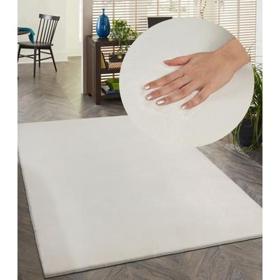 Teppich MERINOS "Focus 47", beige (creme), B:160cm H:11mm L:220cm, Polyester, Teppiche, Fellteppich, weich und elegant, Wohnzimmer, Schlafzimmer Image