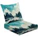 2-Piece Deep Seating Cushion Set Traditional chinese ink painting blue black colors Scenery landscape Outdoor Chair Solid Rectangle Patio Cushion Set