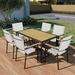 7 Piece Patio Dining Table Set Outdoor Counter Height Dining Set for 6 Dining Table and Chairs Set with Cushions for Outside All Weather Wicker Furniture Set for Yard Garden Poolside D7338