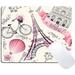 Wknoon Love Pink Paris Vintage Floral Eiffel Mouse Pad Vintage Romantic Paris Floral Bike Painting Print Art Mouse Pads
