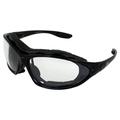 Birdz Eyewear Thrasher Padded Motorcycle Glasses for Men & Women Black Frame Clear Lenses Convertible to Goggles w/ Anti fog & Scratch-Resistant Coatings