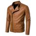 Pgeraug for Men Spring And Loose Solid Color Zip Pu Leather Jacket Short Lapel Motorcycle Leather Jacket Coat Jackets for Men A 2Xl