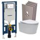 Geberit - Pack wc Bati-support UP720 extra-plat + wc sat sans bride + Abattant + Plaque + Set