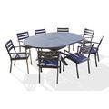 Ensemble repas 8 places en aluminium anthracite avec rallonge papillon