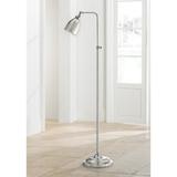 Brushed Steel Metal Adjustable Pole Pharmacy Floor Lamp