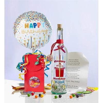 1-800-Flowers Everyday Gift Delivery Personalized Happy Birthday Message In A Bottle W/ Balloon & Candy