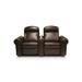 Bass Signature Series Home Theater Row Seating (Row of 2) Genuine Leather | Wayfair Palermo Row of 2 Loungers(Brown Wood Feet)(Gold cup holders)