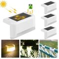 Wozhidaoke Led Strip Lightsled Solar Deck Lights Outdoor 4 Pack Solar Step Lights Waterproof Led Solar Lights for Outdoor Stairs Step Fence Yard And Patio Led Lights for Bedroomå�§å®¤ç”¨Led Yellow 9*9*7