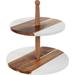 Latitude Run® Two Tier Tray - Acacia Tiered Tray Decor - Perfect For Serving Cheese & Desserts Or For Cupcake & Cake Display | Wayfair