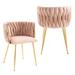 Everly Quinn Alarriah Velvet Dining Chairs Mid Century Modern Chairs Wood in Pink | 28.74 H x 21.26 W x 20.47 D in | Wayfair