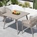 Corrigan Studio® Krisna Dining Rattan Chair, Outdoor Rattan Dining Table Set For Patio, Backyard, Balcony, Garden Metal in Gray | Wayfair