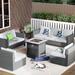 XIZZI 5 Piece Sofa Seating Group w/ Cushions Synthetic Wicker/All - Weather Wicker/Wicker/Rattan in Gray | 28 H x 76 W x 30 D in | Outdoor Furniture | Wayfair