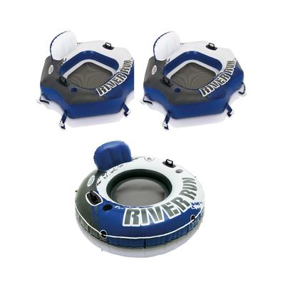 Intex Connect Inflatable Floating Tube 2 Pack w/ Intex 1-Person Inflatable Tube - 6.5