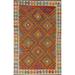 Multicolor Kilim Oriental Accent Rug Bedroom Flatweave Wool Carpet - 3'10"x 6'0"