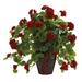 24" Red Geranium Artificial Plant in Decorative Planter