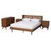 Rina Mid-Century Modern Ash Walnut Finished Wood 3-Piece/ 4-Piece Bedroom Set with Synthetic Rattan(Multiple Bed Sizes)