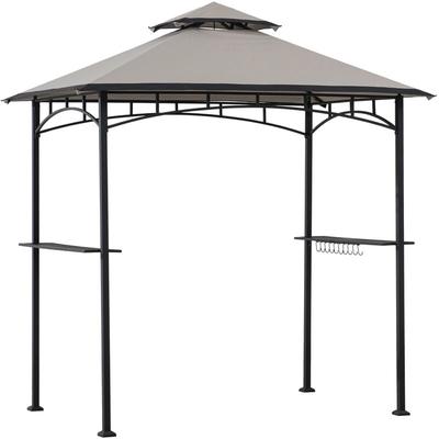 Stahl/Stoff Grill Gazebo LINAS in Grau - 244cm x 152cm