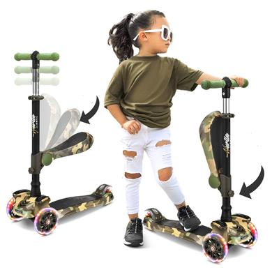 Hurtle ScootKid 3 Wheel Child Toddler Toy Scooter with LED Wheel Lights, Camo - 8.3