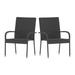 Set of 2 Stackable Indoor/Outdoor Wicker Dining Chairs with Arms