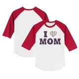 Youth Tiny Turnip White/Red Boston Red Sox I Love Mom 3/4-Sleeve Raglan T-Shirt