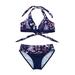 iOPQO swimsuit women Womens 2 Piece Bikini Bottoms Swimsuit Flower Prints Bathing Suit Bikinis Set Purple S