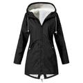 Dtydtpe Clearance Sales Shacket Jacket Women Solid Plus Thick Warm Hooded Raincoat Size Windproof Winter Outdoor Coat Womens Long Sleeve Tops Winter Coats for Women