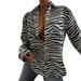 XINSHIDE Blouses Womens Wavy Print Cardigan Shirt Single Breasted Long Sleeve Shirt Striped Printed Lapel Cardigan Blouse Women Tops And Bloues