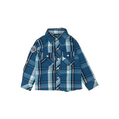 American Hero Long Sleeve Button Down Shirt: Blue Plaid Tops - Size 3Toddler
