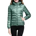 Dtydtpe 2024 Clearance Sales Women s Packable Down Jacket Lightweight Puffer Jacket Hooded Winter Coat Mint Green Xxl