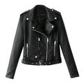 wendunide coats for women Women Ladies Lapel Motor Jacket Coat Zip Biker Short Punk Cropped Tops Womens Fleece Jackets Black XXL