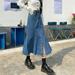 PIKADINGNIS Dark Blue Split Denim Long Skirt Women Spring High Waist Fishtail Skirts Woman Korean All-Match Slim Midi Skirts