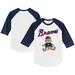 Youth Tiny Turnip White/Navy Atlanta Braves Teddy Boy 3/4-Sleeve Raglan T-Shirt