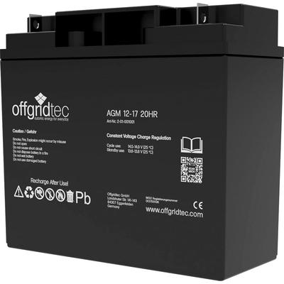 OFFGRIDTEC Akku "AGM-Batterie 12V/17Ah 20HR" Akkumulatoren Gr. 12 V, schwarz Akkus