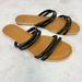 J. Crew Shoes | J Crew Sandal Women Leather Black Brown Flat 9 Summer Flat Slip On Double Strap | Color: Black/Brown | Size: 9