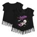 Girls Toddler Tiny Turnip Black Baltimore Orioles Space Unicorn Fringe T-Shirt