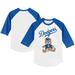 Infant Tiny Turnip White/Royal Los Angeles Dodgers Teddy Boy Raglan 3/4 Sleeve T-Shirt