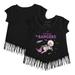 Girls Youth Tiny Turnip Black Texas Rangers Space Unicorn Fringe T-Shirt